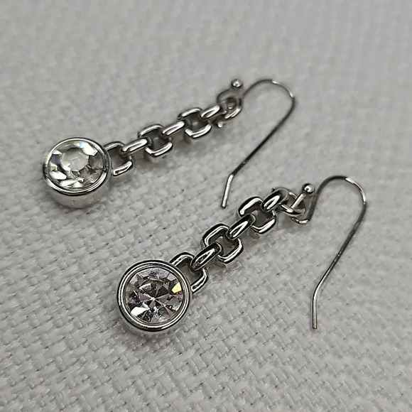 Lia Sophia Drop Sparkle Silver Chain Link Earrings - Picture 8 of 9